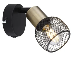 Spot métal noir mat laiton antique 1x E14 40W 230V Fiastra