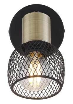 Spot métal noir mat laiton antique 1x E14 40W 230V Fiastra