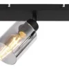 Spot métal noir mat verre fumé 3x E27 15W 230V Hadera