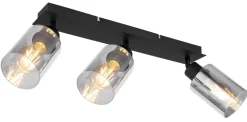 Spot métal noir mat verre fumé 3x E27 15W 230V Hadera