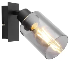 Spot métal noir mat verre fumé 1x E27 15W 230V Hadera