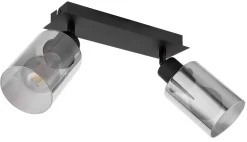 Spot métal noir mat verre fumé 2x E27 15W 230V Hadera