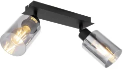 Spot métal noir mat verre fumé 2x E27 15W 230V Hadera
