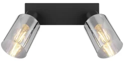 Spot métal noir mat verre fumé 2x E27 15W 230V Hadera