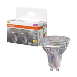 Spot PAR16 LED 36° verre 2,4W=35 GU10 chaud x2