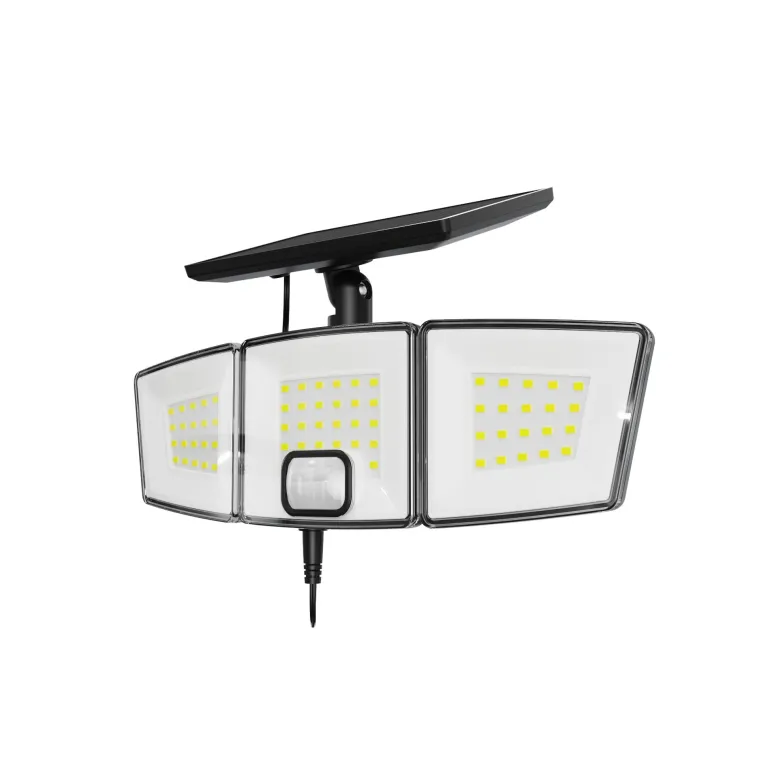 Spot solaire 3 têtes avec IR + panneau déporté 800 lm
