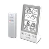 Station météo avec prévision météo/alertes T° blanc/argent