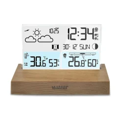 Station météo avec socle façon bois