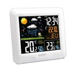 Station météo radio-pilotée écran LCD coloré blanc