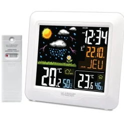Station météo radio-pilotée écran LCD coloré blanc