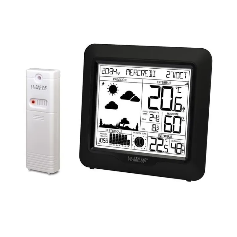 Station Météo avec Prévisions et signal DCF Noir