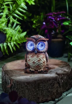 Sujet solaire à poser Blinkin Hibou clin d'œil 13cm