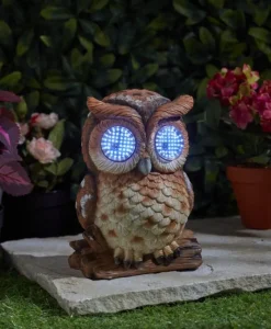 Sujet solaire à poser Blinkin Hibou clin d'œil 19cm