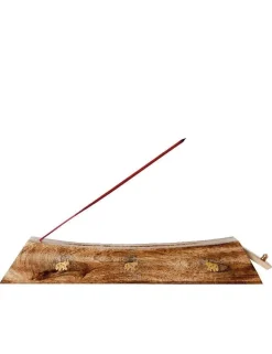 Support encens bâton barque bois