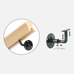 Support main courante règlable PROKIT acier thermolaqué noir