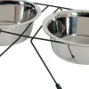 Support métal antidérapant + 2 écuelles inox 1,3L