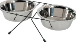 Support métal antidérapant + 2 écuelles inox 1,3L