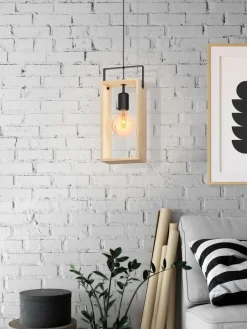Suspension Famborough E27 40W noir 16x10cm H110cm EGLO