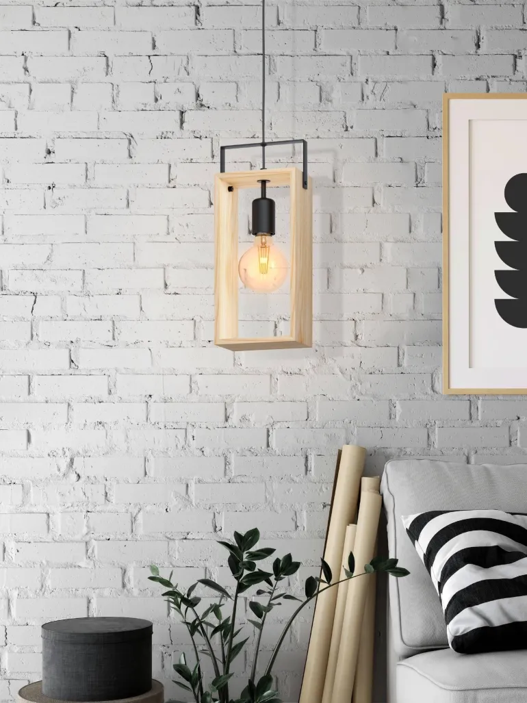Suspension Famborough E27 40W noir 16x10cm H110cm EGLO