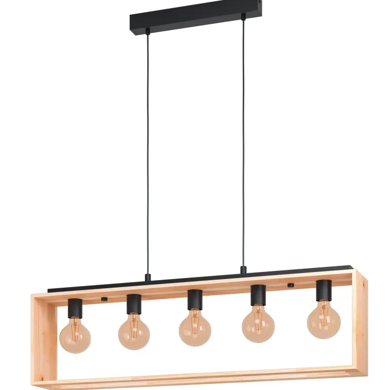 Suspension Famborough E27 5x40W noir L100xl16xH110cm EGLO