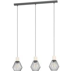 Suspension Palmorla E27 3x60W noir L76 H100cm EGLO