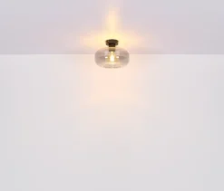 Suspension GIUSEPPE métal noir mat verre fumé 1x E27 230V