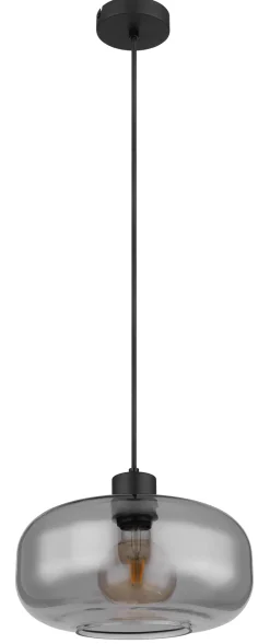 Suspension GIUSEPPE métal noir mat verre fumé 1x E27 230V