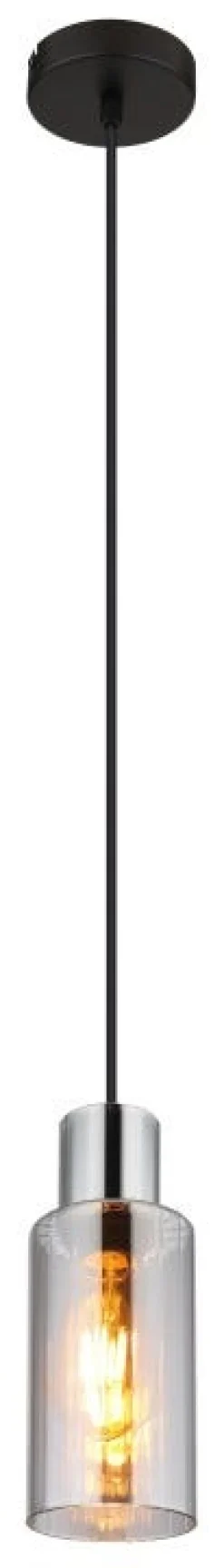 Suspension LIDARIA métal noir mat verre fumé 1x E27 230V