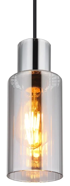 Suspension LIDARIA métal noir mat verre fumé 1x E27 230V