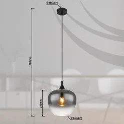 Suspension métal noir mat verre 40W E27 maxy