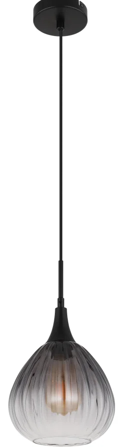 Suspension OLSEN métal noir mat verre fumé 1x E27 230V