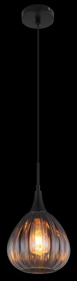 Suspension OLSEN métal noir mat verre fumé 1x E27 230V