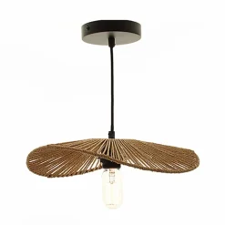 Suspension Tuyen métal noir et corde papier naturelle Ø35 cm