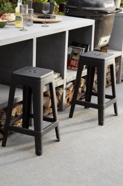Tabouret de bar gris extérieur empilable LUCCA