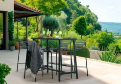 Tabouret haut dossier empilable Miami anthracite JARDILINE