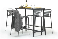 Tabouret haut dossier empilable Miami anthracite JARDILINE
