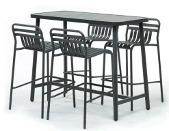 Tabouret haut dossier empilable Miami anthracite JARDILINE