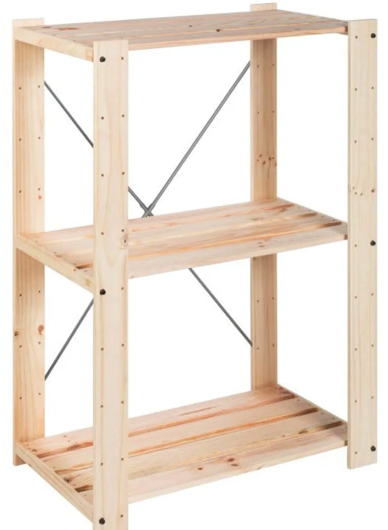 Étagère à lattes 3 tablettes réglables en hauteur
