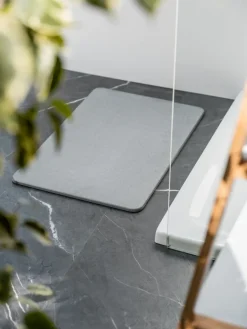 Tapis de bain diatomite Simi gris 60x39 cm