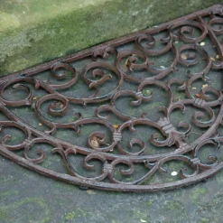 Tapis d'extérieur demi-rond fonte brun 40,5x69 cm