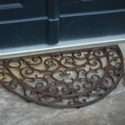 Tapis d'extérieur demi-rond fonte brun 40,5x69 cm