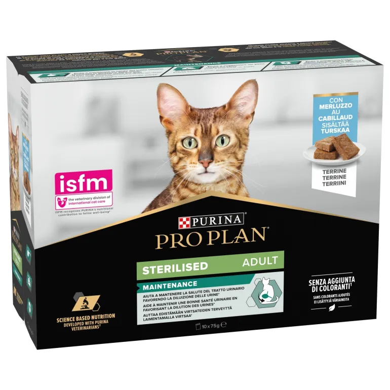 Terrine pour chat adulte stérilisé Cabillaud 10x75g