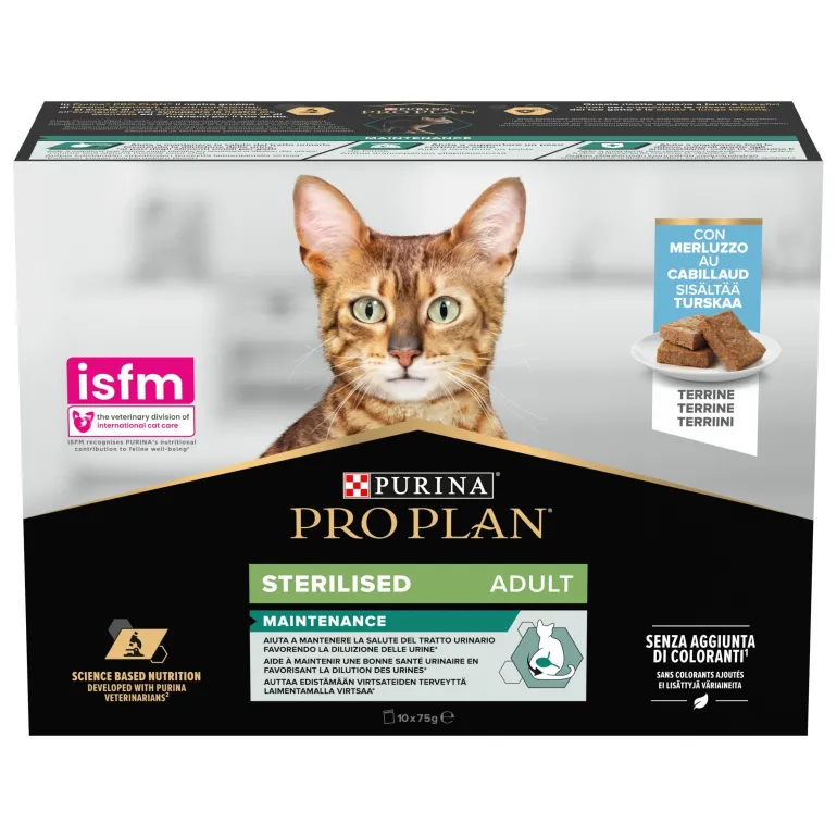 Terrine pour chat adulte stérilisé Cabillaud 10x75g