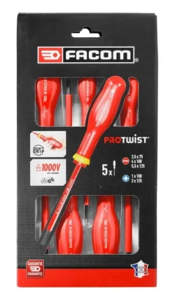 Tournevis Protwist isolés 1000 V 5 pièces FACOM