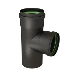 Té équerre 90° noir mat piquage femelle Ø80mm + 2 joints