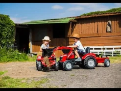 Tracteur à pédales Massey Ferguson S8740 rouge avec remorque