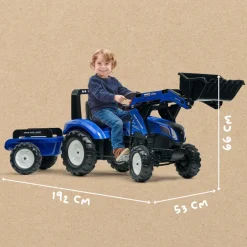 Tractopelle à pédales New Holland avec remorque FALK