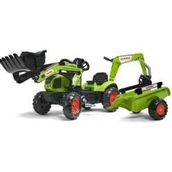 Tractopelle Claas avec excavatrice et remorque