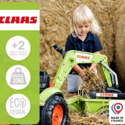 Tractopelle Claas avec excavatrice et remorque