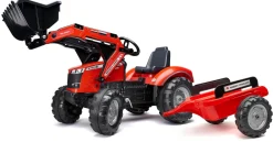 Tractopelle à pédales Massey Ferguson S8740 rouge remorque